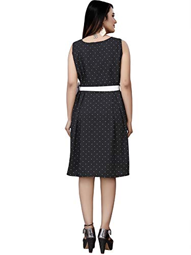 Image of AA Creation Block Print Designer Round Neck Knee Length Short Dress for Women & Girls