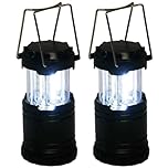 Ram® 2 x Portable Camping Lantern Battery Operated LED Camp Tent Hiking Emergency Outdoor Hanging Light with Foldable Hooks