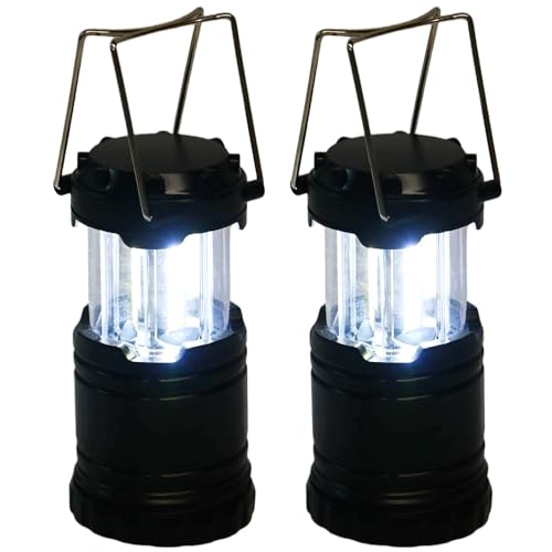 Ram - 2 faroles de camping portátiles que funcionan con pilas LED para tienda de campaña, senderismo, emergencia, al aire libre, luz colgante con ganchos plegables