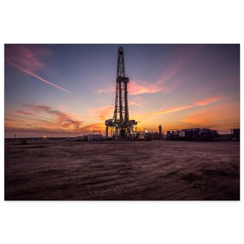 VETEB Jigsaw Puzzles 1000 Pieces for Adult Oil drilling sunset Rig Fracking Drill Oil Natural Crude Oil Night Puzzle Game for Family Wooden Puzzle Toy Educational Games Puzzles for Home Decor
