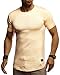 Produktbild Leif Nelson Herren Sommer T-Shirt Rundhals Ausschnitt Slim Fit Baumwolle-Anteil Cooles Basic Männer T-Shirt Crew Neck Jungen Kurzarmshirt O-Neck Kurzarm Lang LN8311 Orange Small