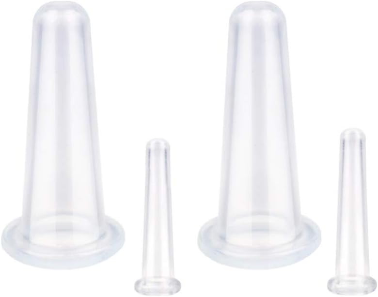 AKOAK Conjunto com 4 Copos de Massagem de Silicone Natural, 2 Grandes e 2 Pequenos, Branco