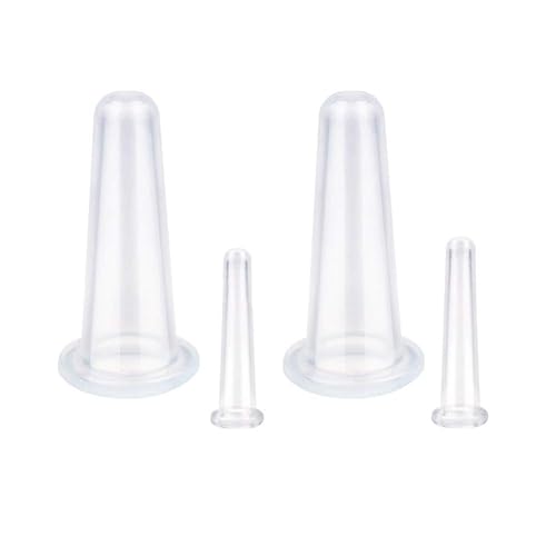 Miniatura 8 de AKOAK Juego de 4 tazas (2 grandes y 2 pequeñas) de silicona natural, adecuadas para cuerpo, cara, cuello, espalda, masaje de ojos, tanque de vacío