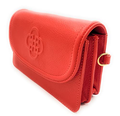 Pochette cuir véritable SADDLER Heidi rouge élégante et chic