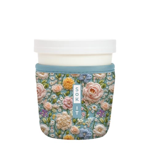 Sok It IceCreamSok Insulated Neoprene Cover (Garden of Pearls, Fits Tapered Pints)