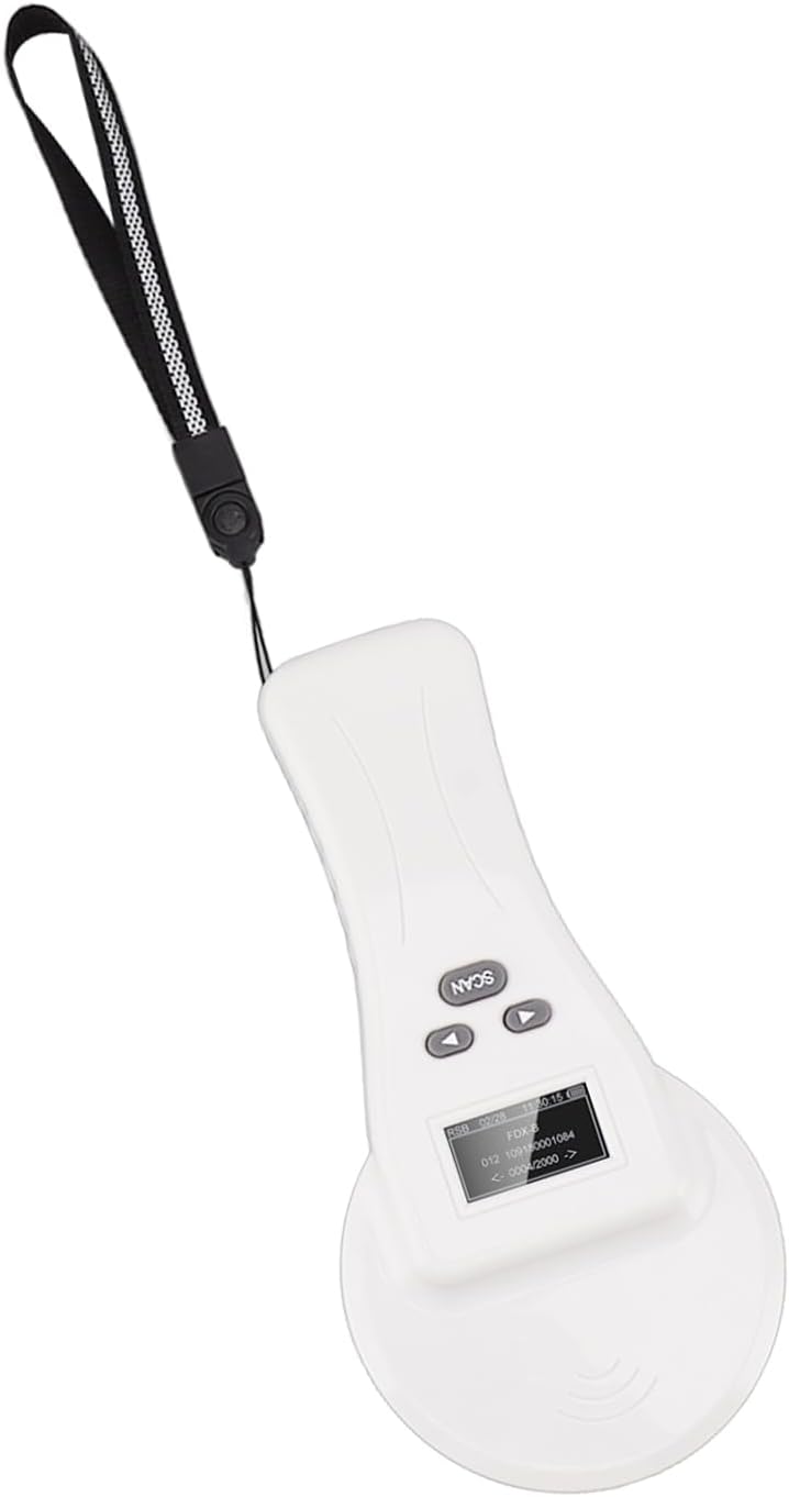 Pet Microchip Scanner Handheld USB Rechargeable with Organic LED Display, Data Storage up to 20000 Tags - Connectivity, Durable Design, Ideal for Animal Management