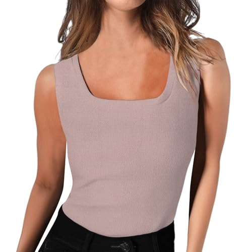 Camisole Tops for Women Stretch U Neck Basic Tank Top Built in Bra Vest