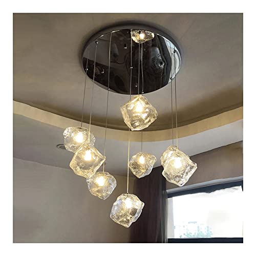 Éclairage de plafond pour cage d'escalier sombre avec grand pendentif long rotatif