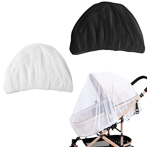 2 mosquiteras universales, mosquiteras de Malla Fina para cochecitos, cunas y Camas de Viaje, para Actividades al Aire Libre, Repelente de Mosquitos (Negro, Blanco)