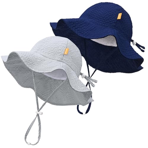 Baby Sun Hat Toddler Boy Girl Beach Hat,Kids Adjustable Outdoor Summer Hat Child Sun Protection Wide Brim 2-5 Years
