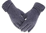 Tomily Womens Touch Screen Phone Fleece Windproof Gloves Winter Warm Wear (Gray)