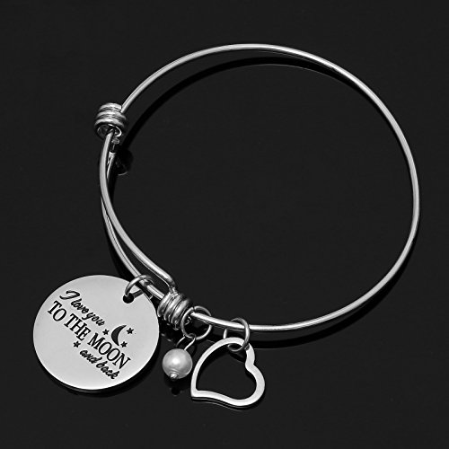 Sunflower Jewellery Love Charm Bracelet I Love You To The Moon And Back Pearl Adjustable Bangle Silver #TOP2