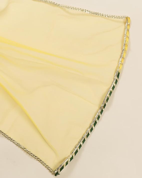 Image of Naixa Girl's Rayon Chanderi Yellow White Solid Printed Top With Sharara and Dupatta 3 /4 Sleeve | Kurta Sharara Set For Girl's