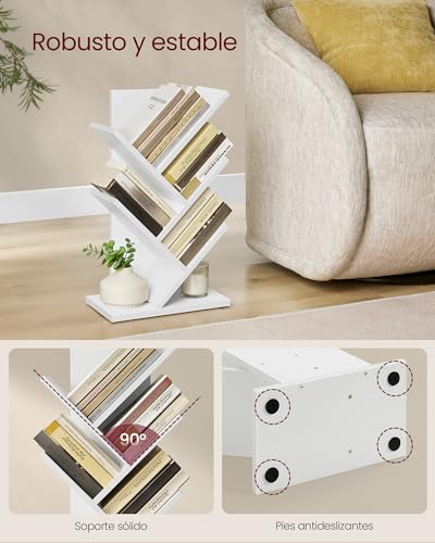 Miniatura 5 de Vasagle Librería En Forma De Árbol, Biblioteca De 5 Niveles, Ahorro De Espacio, Estantería Vertical, Para Dormitorio, Sala De Estar, Estudio, Oficina, Blanco Crema Lbc183t14