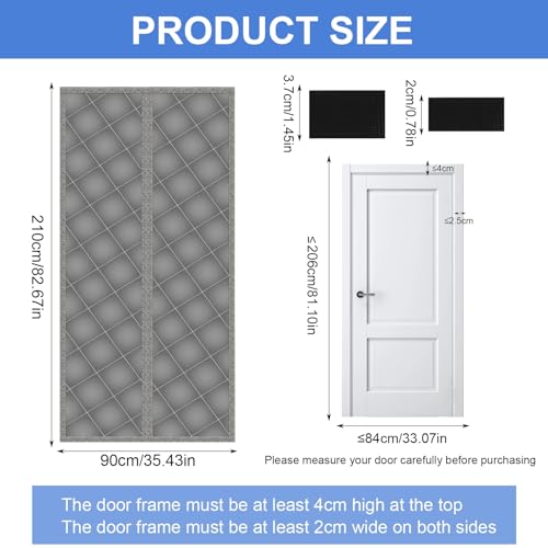 Miniatura 2 de Kuhawl 90 X 210 Cm Cortina Térmica Para Puerta Protección Contra El Frío, Cortina Magnética De Protección Térmica Para Puerta, Tela Oxford Engrosada, Resistente Al Viento, Cortina De Protección Contra