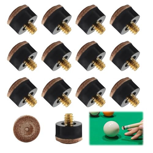 Ownkim Conjunto de 12 Puntas de Taco de Billar de 12 mm,Puntas de Repuesto Roscadas para Billar,marrón Duro Puntas de Billar,Accesorios Duraderos de Cuero para Mejorar tu Juego de Billar