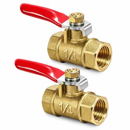 Image of 2PCS Brass Water Mini Ball Valve Shut Off, 1/4" BSPT Male x 1/4 INCH BSPT Male Female Connections, Compact Flow Control Isolation Valve for Liquid or Gas Lines in Confined Installations