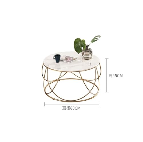 Acquire Nordic Minimalist Slate Living Room Coffee Table Modern Small Round Iron End Side Table Gold Mirror Marble Bedside Table (Color : B, Size : 45 * 80Cm) #TOP1