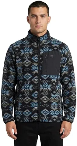Billabong Jaqueta masculina de lã polar com estampa asteca, Preto, M