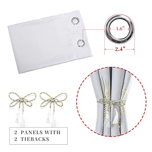 Estelar Textiler Greyish White Window Curtain Panels 63 Inches Palm Wheat Pattern Thermal Insulated Energy Saving Noise Reducing Curtains Drapes for Bedroom Dining Room, 42Wx63L, 2 Drapes by Estelar Textiler - Image 4