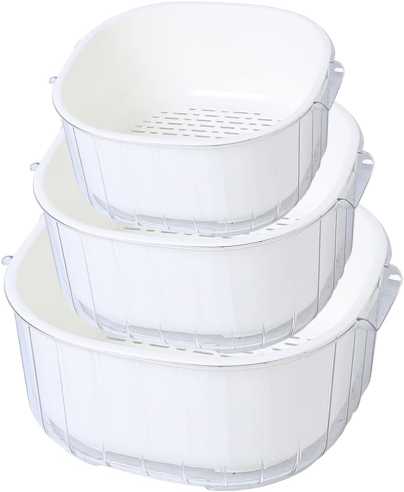 UPKOCH 3pcs Kitchen Drain Tool Double Vegetable Washing Basket Detachable Fruit Strainer for Water Removal