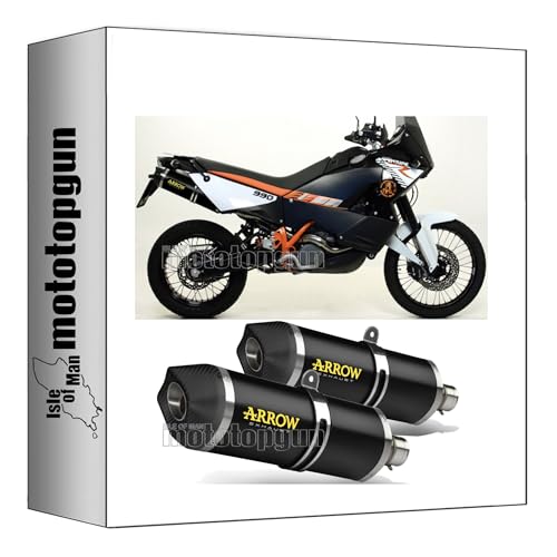 auspuff kein kat doppel auspuff arrow race-tech aus aluminium schwarz mit endkappe aus carby kompatibel mit ktm 990 adventure 2014 mototopgun 71763akn