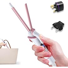 Mini Curling Iron for Short Hair Dual Voltage with European UK Plug Adapter 3/4 Inch Travel Size Small Barrel Curling Iron to Beachy Waves Curls with 30S Fast Heating, 5 Temps for Global
