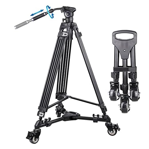 Video Tripod with Heavy Duty Tripod Dolly ARTCISE Professional Heavy Duty Tripod for DSLR Cameras Video Camcorders, Load Capacity Up to 20 Pounds …