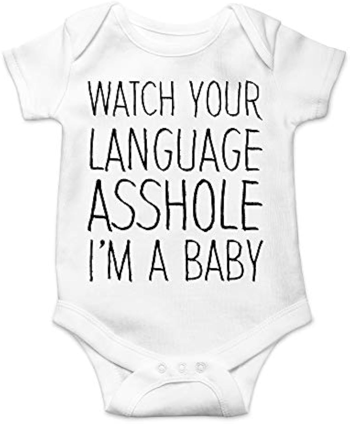 安い店 Crazwear Watch Your Language Asshole 面白い 皮肉 ユニセックス ベビー コットン ボディスーツ 幼児 ワンピース ロンパース 衣装 Us サイズ 6 Months カラー ホワイト ファッション オンライン通販 銀座 Www Civilittee Hu Com