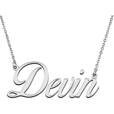 HUAN XUN Name Necklace Silver Pendant Jewelry for Women Devin Cover