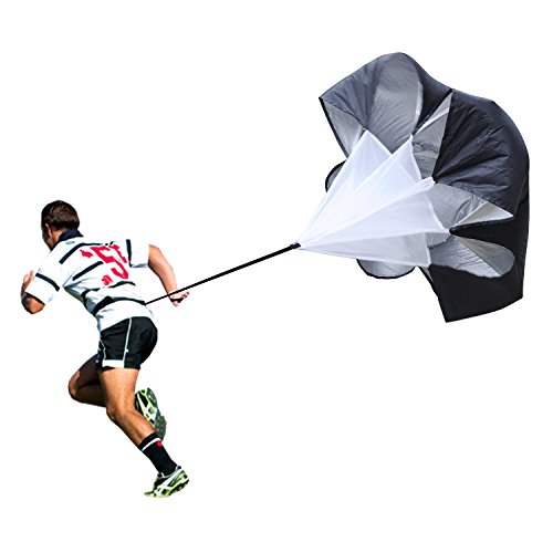 GSi 56\" Chute Running Parachute Resistance Trainer for Kids Adults improving Power Speed Sprint Fitness Agility Stamina for Basketball Soccer Rugby Accessories American Football Training Equipment