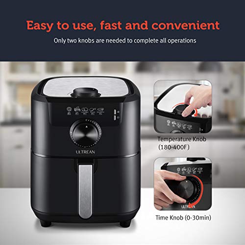 Ultrean Air Fryer, 4.5 Quart Electric Hot Air Fryers Oven Cooker With Deluxe Temperature And Time Knob, Non-Stick Basket,50 Recipes, Ul Certified, 1-Year Warranty, 1500W #TOP2