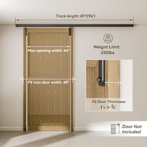 BONIKLUBA 8FT Ceiling Mount Box Rail Barn Door Hardware Kit,Heavy Duty Steel Sliding Barn Door Track,Fit Interior and Exterior Door,Easy Install(No Door) by BONIKLUBA - Used condition - Image 5