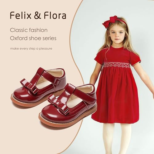 Image of Felix & Flora Toddler Little Girl Princess Dress Shoes-Mary Jane Flats for Girl Party School Shoes