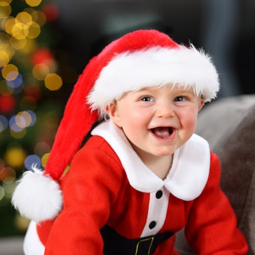 Baby Santa Hat Toddler Christmas Hat: Baby Santa Claus Hats 0-12 Months - Unisex baby Velvet Classic Santa Hat for Christmas New Year4