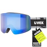 uvex provoqe FM - stylische, verspiegelte Skibrille mit Anti-Fog-Beschichtung und Over-The-Glasses-Konstruktion für Damen und Herren - black matt/blue-clear - one size