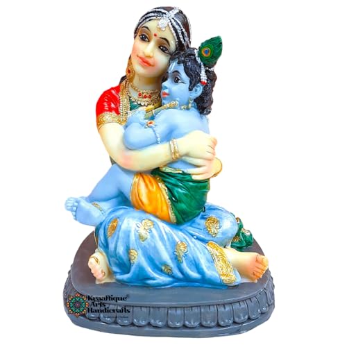 Image of Divine Yashoda Krishna Marble Idol for Janmashtami | Handmade Bal Krishna with Yashoda Statue | Home Temple Decor | Festival Gifting | Premium Marble Murti Showpiece Figurine (16 CM)