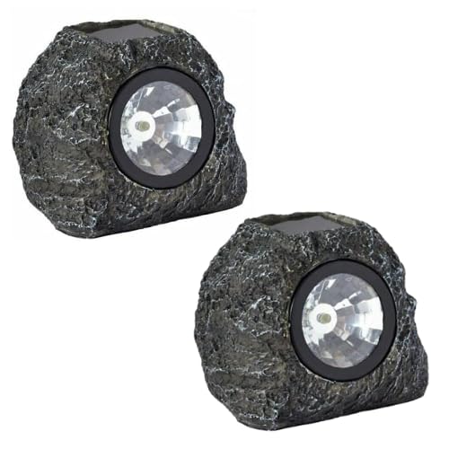 Garden Mile Solar Powered Rock Effect Outdoor Spotlights Garden Lighting Border Pathway Patio Decking Security Lights (2)