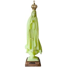 Generic Our Lady of Fatima 17.32"" Statue Figurine Mary Virgin Green Phosphorescent Made in Fatima, Portugal Hand-Painted Hand-Decorated by Local artisans Religious