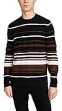 Theory Men's Hilles Crew Neck Cashmere Striped Sweater, Camel Multi, X-Large