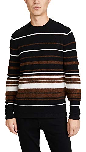 Theory Men's Hilles Crew Neck Cashmere Striped Sweater, Camel Multi, X-Large