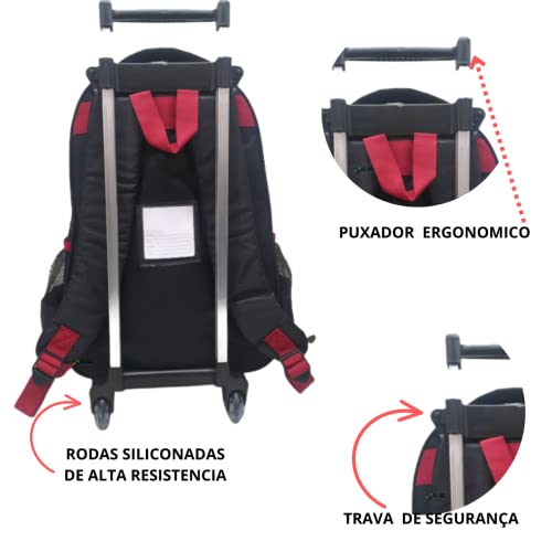 Mochila Bolsa Escolar Infantil Aranha Com Rodinha Menino