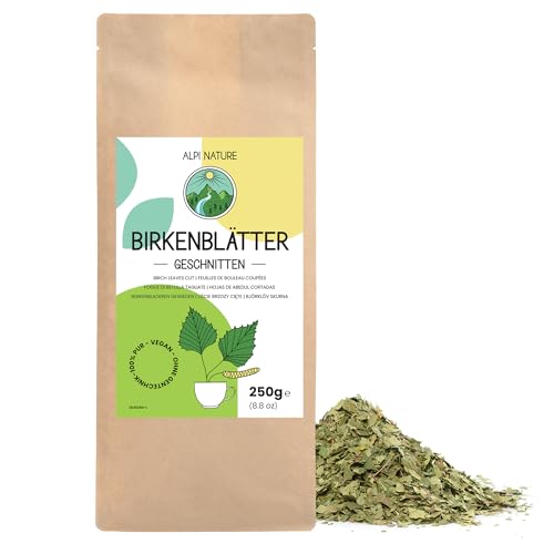 Alpi Nature Hojas de Abedul Infusión 250g, Hojas de Abedul Secas y Cortadas para Preparar Té