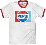 Tee Luv Retro Pepsi Ringer Tee Shirt (White/Red) (XL)