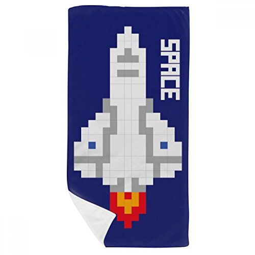 Serviette de bain pixel fusée 35x70 cm multicolore en coton doux - 2
