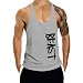 InleaderAesthetic Men's Gym Cotton Beast Muscle Stringer Vest-Gray-XL