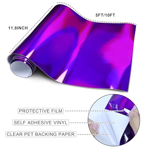 Lypumso Holográfico Laser Silver Vinyl Wrap, Pet Chrome Metallic Car Wrap Vinil Autoadesivo Decal Ad