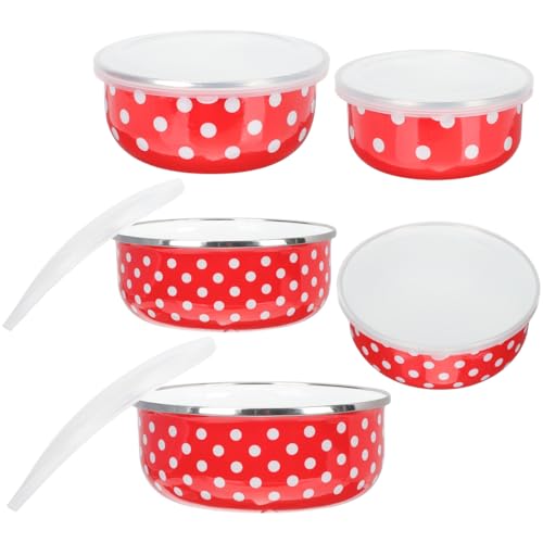 HOLIDYOYO Emaille Schüssel Mit Deckel 10.2Cm Frischhalteschale Für Salat Obst Und Suppe Leichte Vorratsbehälter Für Küche Camping Und Picknick