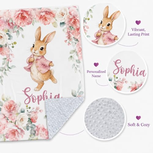 Image of Personalized Baby Blanket for Girls, Custom Nursery Blanket with Name, 30 x 40 Inch Soft Minky Blanket for Baby Toddlers, Newborn Print 10