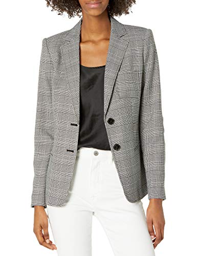 Tommy Hilfiger Women s Classic Two Button Blazer, Black Ivory, 10